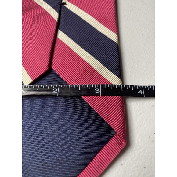 Breuer Men’s Necktie REPP  100% Silk Striped Tie Pink Navy Handmade Italy - Picture 7 of 8